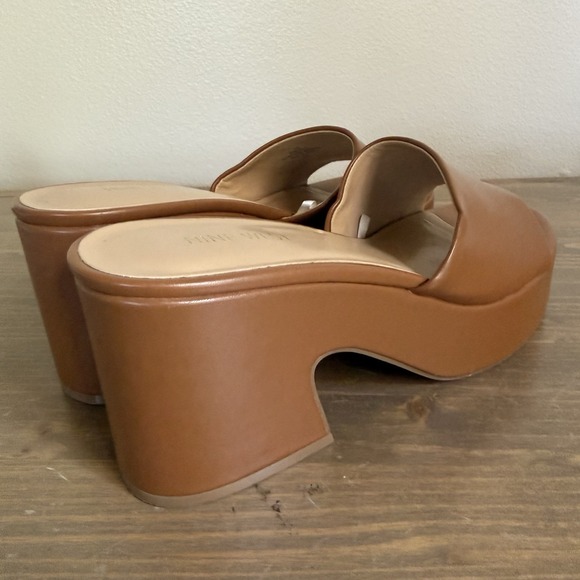 Nine West Women's 10M Cognac Brown Oklee Platform Slide Heels Sandals Slip On - Picture 4 of 9